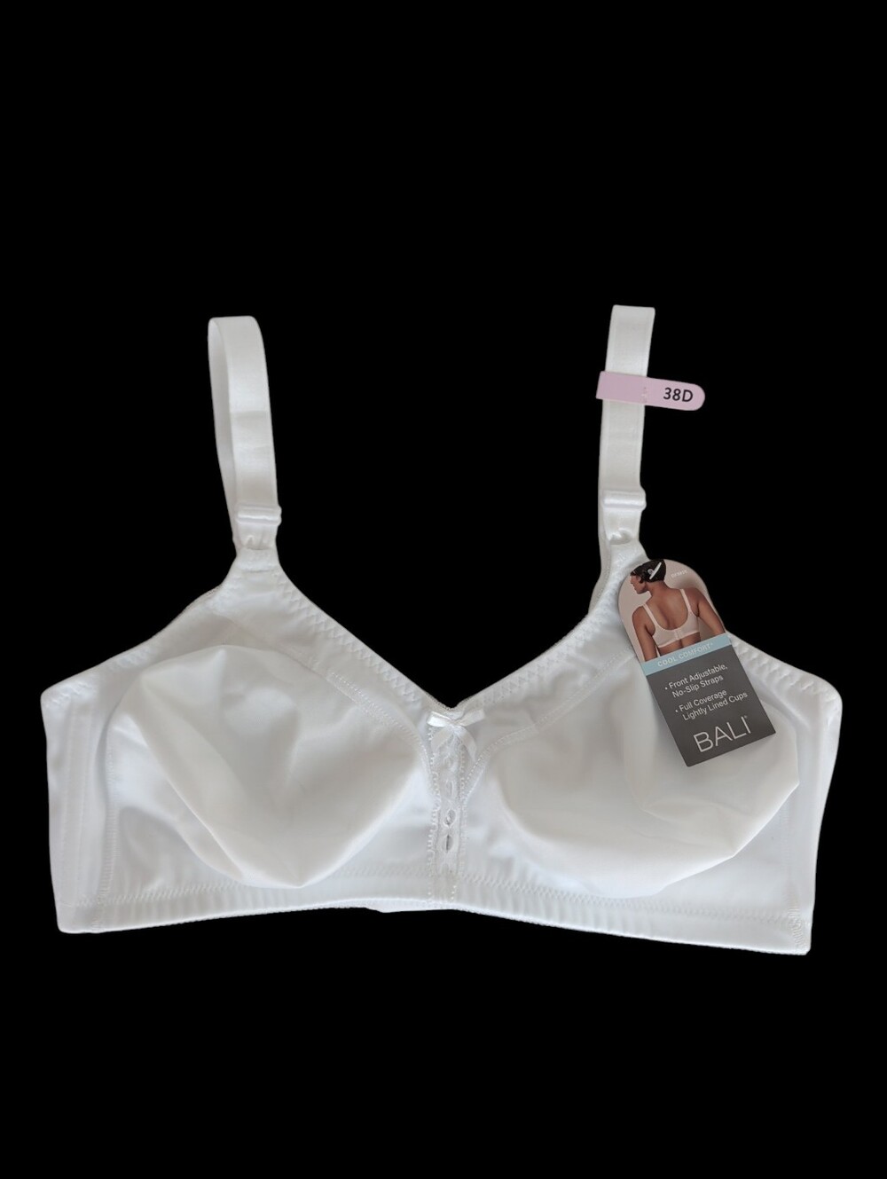 NWT Bali Double Support Cool Comfort Wirefree Unpadded Bra 38D White